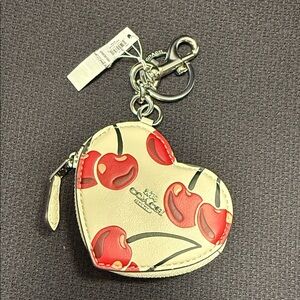 Coach Cherry Heart Keychain Pouch Bag Charm